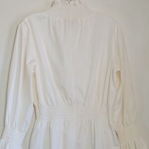 Belle Sky off white Cotton smocked long sleeve top women's size small
